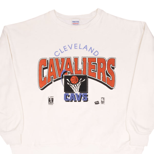 Vintage Nba Cleveland Cavaliers 1990S White Sweatshirt Size 2XL Made In Usa