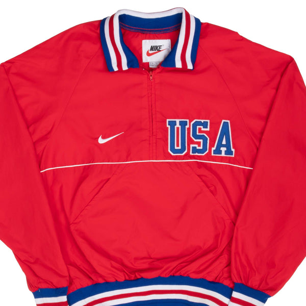 Vintage Nike Team Usa Red Pull Over Windbreaker Jacket 1990S Size XL