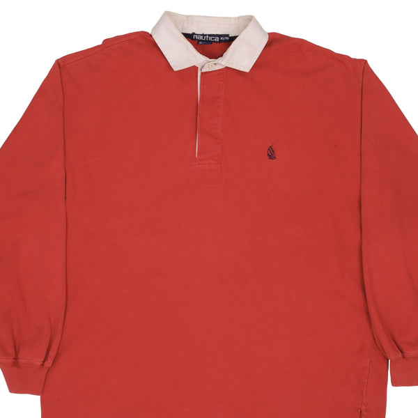 Vintage Nautica Red Rugby Polo Shirt 1990S Size XL