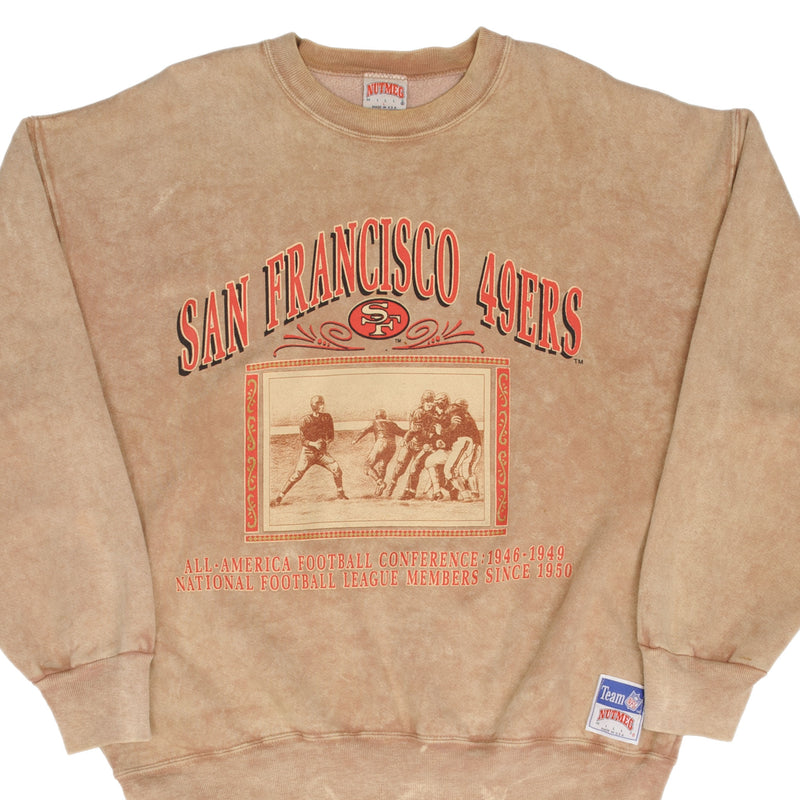 Vintage Nfl San Francisco 49Ers 1990S Beige Sweatshirt Size Large Made In Usa