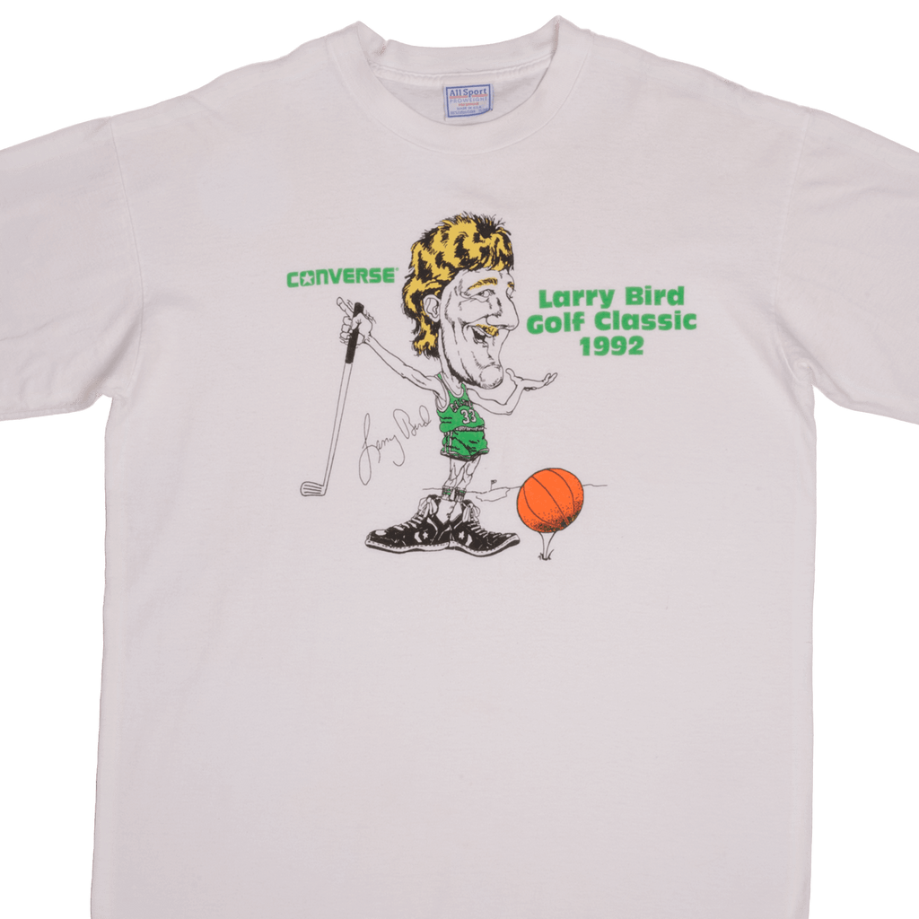 VINTAGE NBA LARRY BIRD BOSTON CELTICS CONVERSE TEE SHIRT 1992 XL MADE USA