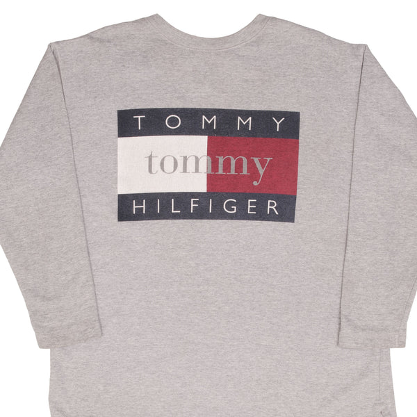 Vintage Tommy Hilfiger Spellout 1990S Grey Sweatshirt Size Medium Made In USA