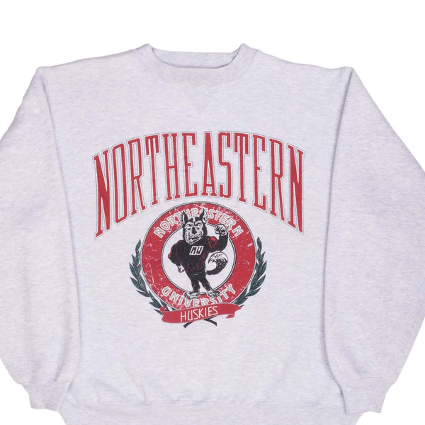 Vintage Northeastern Huskies Grey Crewneck Sweatshirt 1990S Size Large