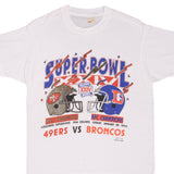 Vintage NFL San Francisco 49ers VS Denver Broncos Super Bowl XXIV 1990 Tee Shirt Size Medium Made In USA With Single Stitch Sleeves