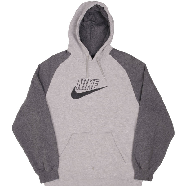 Vintage Nike Spellout Swoosh Gray Hoodie Sweatshirt Late 2000S Size Large