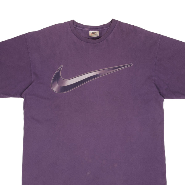 Vintage Nike Big Swoosh Purple Tee Shirt Late 1990S Size XL Made In USA