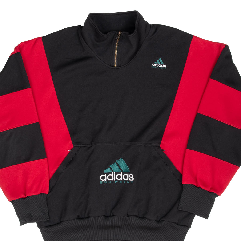 Vintage Adidas Equipment Black And Red Pullover Track Jacket 1990S Size Large