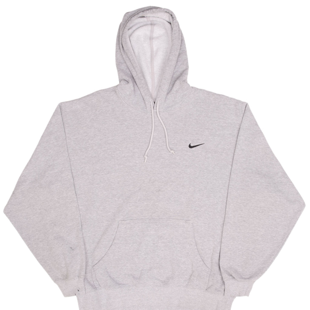 Vintage Nike Classic Swoosh Grey Hoodie Sweatshirt 2000S Size XL