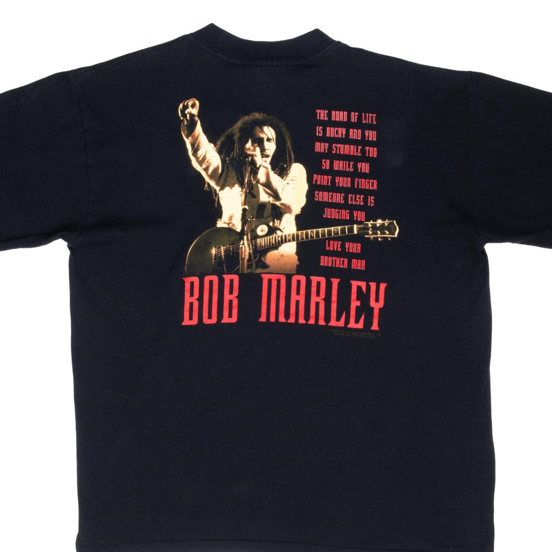 Vintage Bob Marley 1998 Black Tee Shirt Size XL With Single Stitch Sleeves