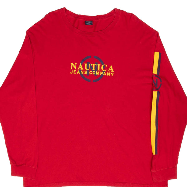 Vintage Nautica Jeans Red Long Sleeve Tee Shirt 2000S Size XL