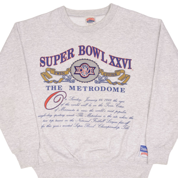 Vintage Nfl Super Bowl Xxvi Twin Cities 1992 Sweatshirt Size Large Made In USA