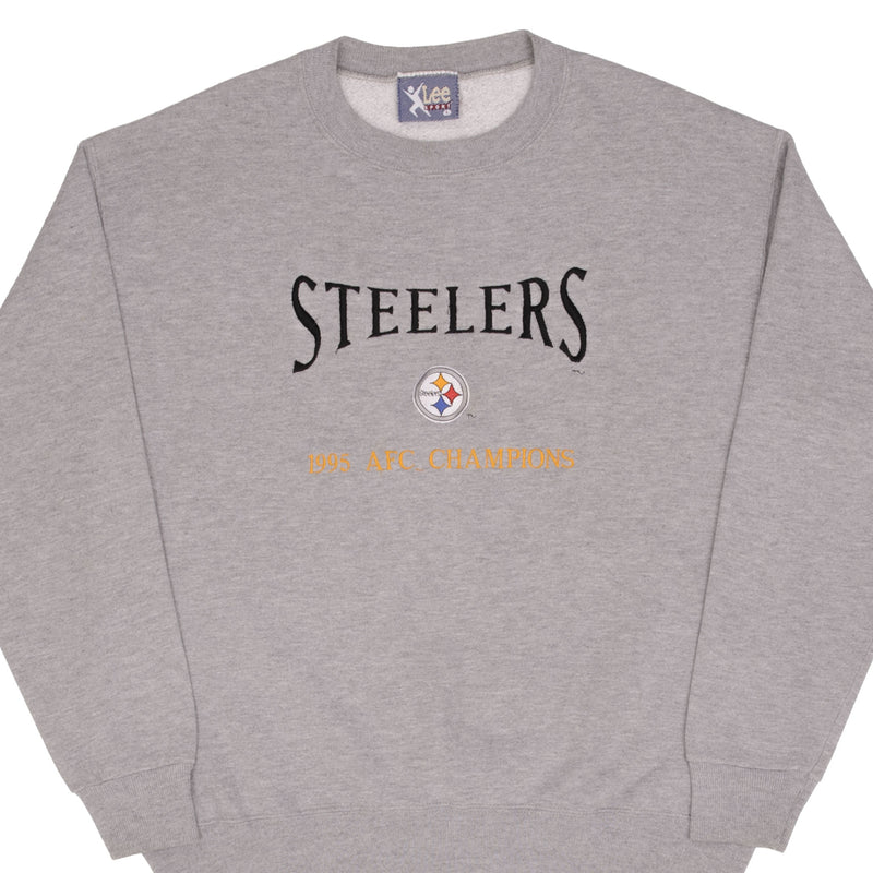 Vintage NFL Pittsburgh Steelers AFC Champions 1995 Embroidered Sweatshirt Large Made In USA