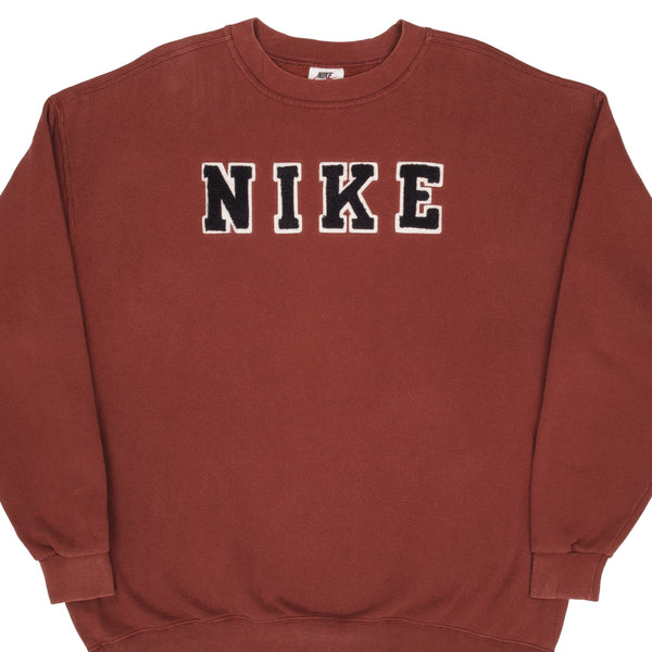 Vintage Nike Spellout Burgundy Sweatshirt 1990S Size Xl Made In USA