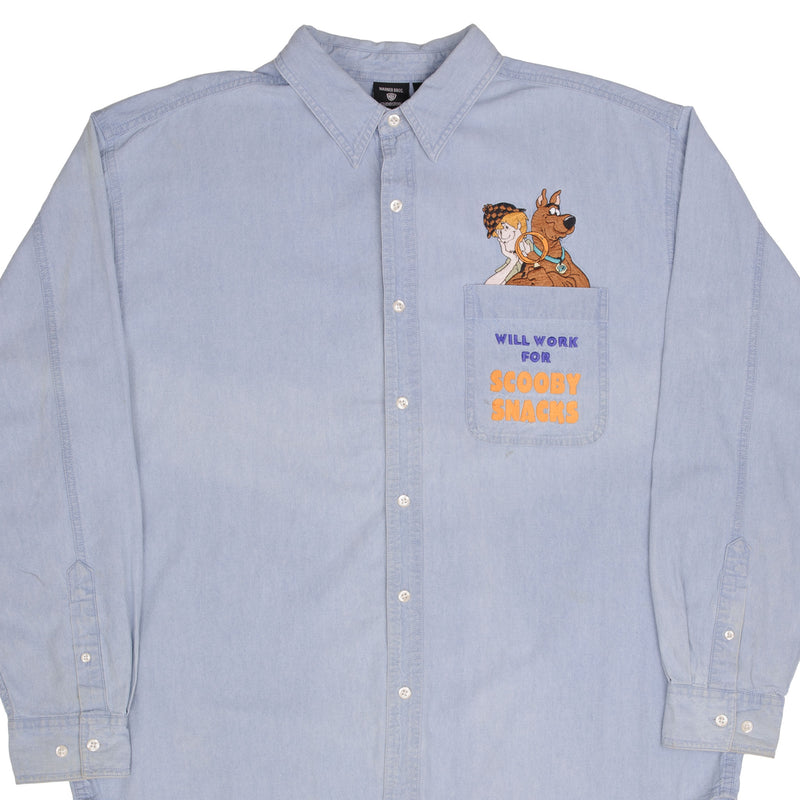 Vintage Scooby Doo Embroidered Blue Pocket Shirt 1990S Size XL