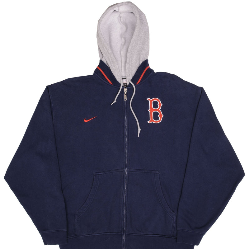 Vintage Mlb Boston Red Sox Full Zip Nike Hoodie Sweatshirt 1990S Size Large