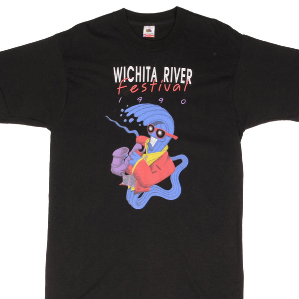 Vintage Wichita River Festival 1990 Tee Shirt Size Large Made In USA With Single Stitch Sleeves