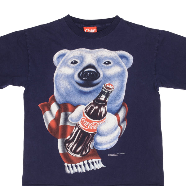 Vintage Coca Cola Polar Bear Tee Shirt 1995 Size Large Made In USA With Single Stitch Sleeves