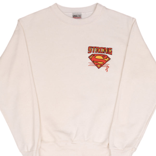 Vintage Superman Strong Stegman Oneita Sweatshirt 1990S Size Medium Youth (12/14) Made In USA