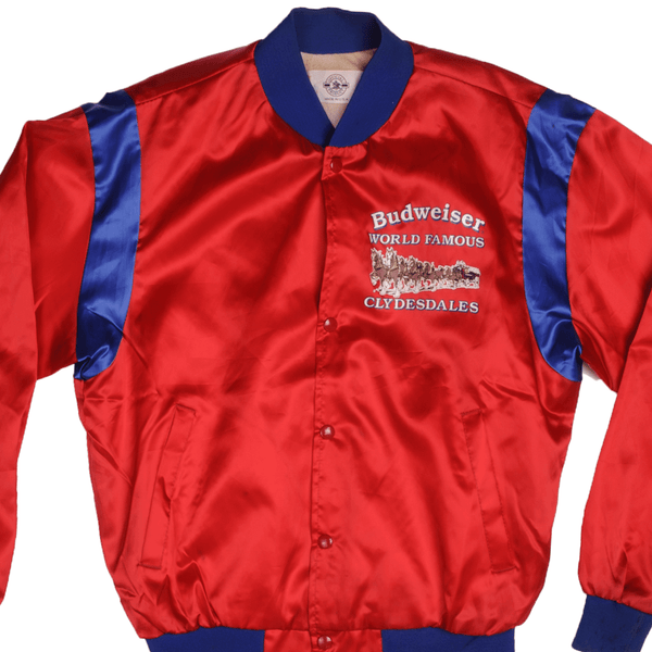 CHAQUETA BOMBER VINTAGE BUDWEISER AÑOS 90 TALLA MEDIANA FABRICADA EN EE. UU.