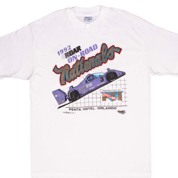 Vintage PTI Racing Nationals Roar On The Road Penta Hotel Orlando Jaguar 1992 Tee Shirt Large Made In Usa With Single Stitch Sleeves