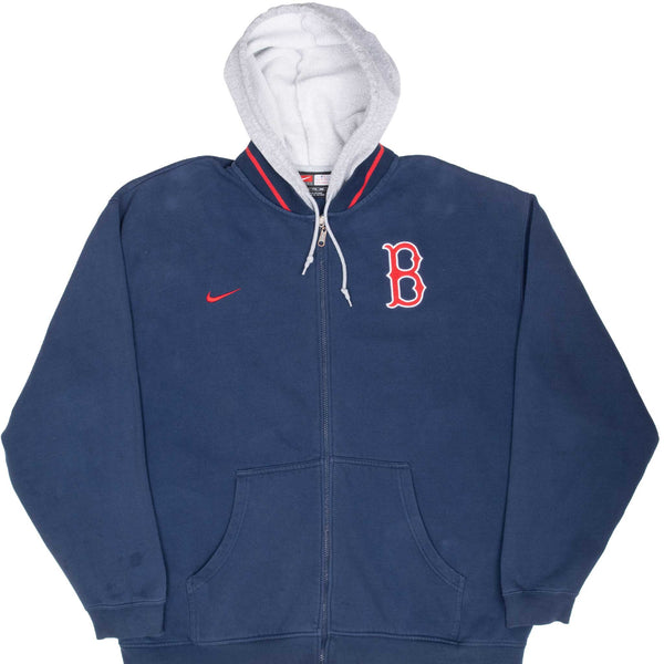 Vintage Mlb Boston Red Sox Full Zip Nike Hoodie Sweatshirt 1990S Size 2XL