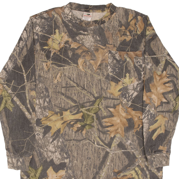 Vintage Hunting Mossy Oak Break Up Camo Long Sleeve Pocket Tee Shirt Size XL