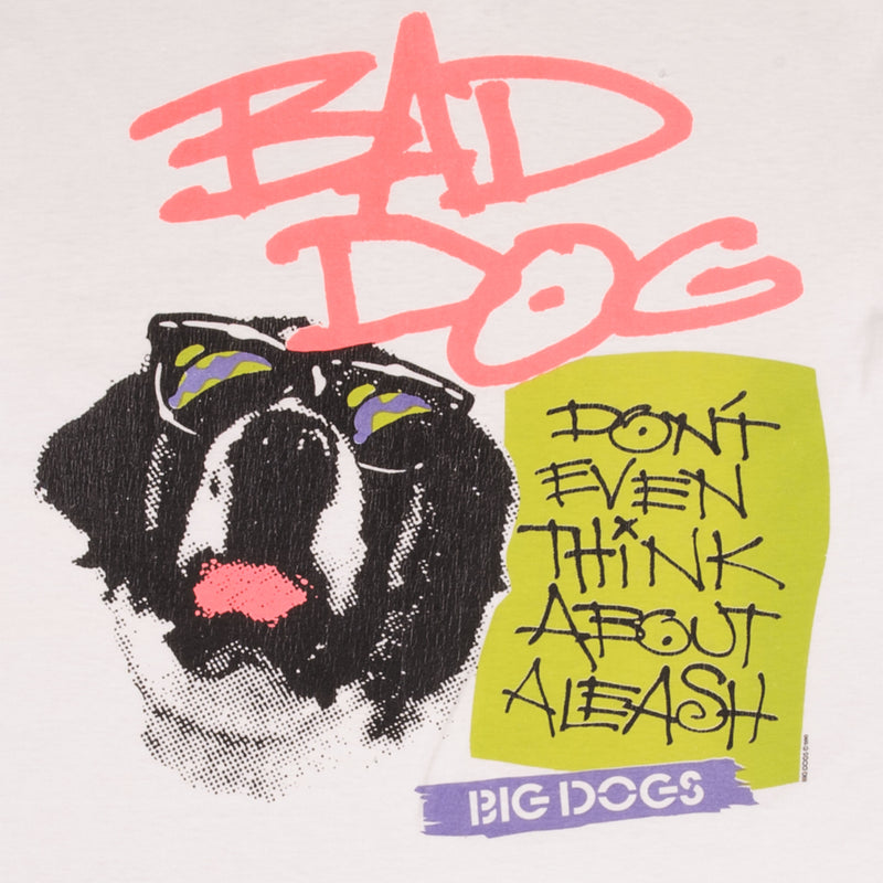 Vintage Big Dogs Bad Dogs Tee Shirt 1990 Size Medium With Single Stitch Sleeves