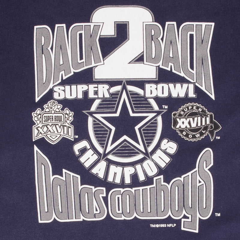 Vintage Nfl Dallas Cowboys Super Bowl XXVIII Champs 1993 Tee Shirt XL Made In Usa With Single Stitch Sleeves