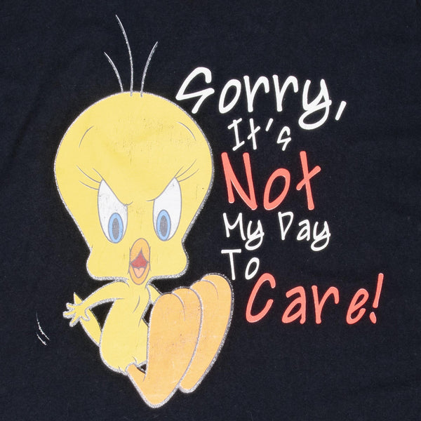 Vintage Looney Tunes Tweety Sorry If Its Not My Day To Care Tee Shirt 1990S Size XL