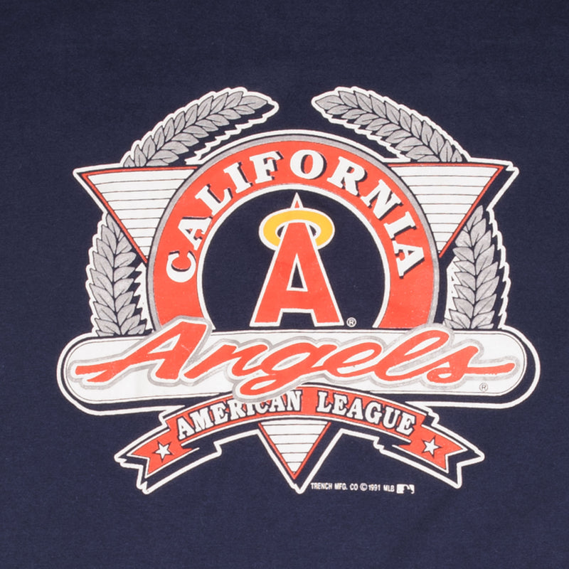 Vintage Mlb California Angels Tee Shirt 1991 Size Medium Made In Usa With Single Stitch Sleeves