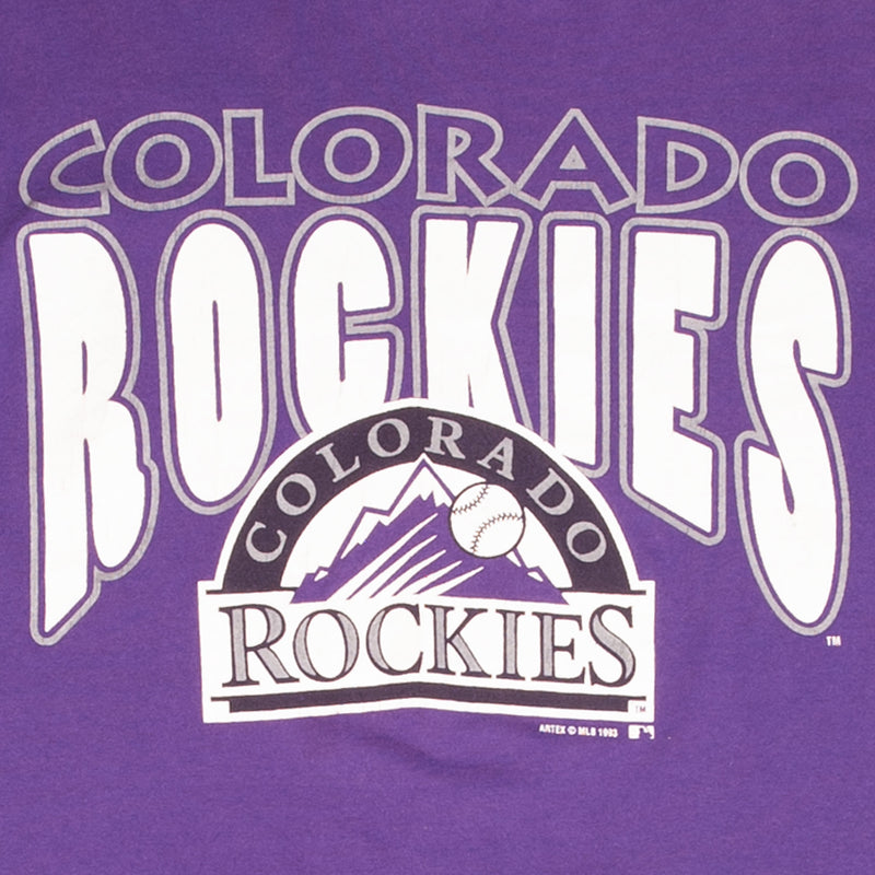 Vintage Mlb Colorado Rockies Tee Shirt 1993 Size Large Made In Usa With Single Stitch Sleeves