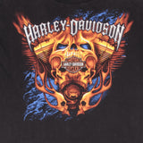 Vintage Harley Davidson Skull Columbus Ohio Black Tee Shirt Size Large