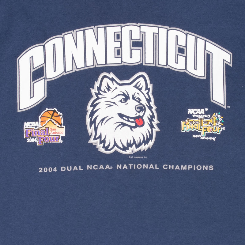 Vintage Ncaa Uconn Huskies Dual Champions Final Four 2004 Tee Shirt Size XL