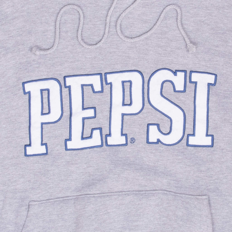 Vintage Pepsi Cola Grey Hoodie Sweatshirt 1990S Size XL