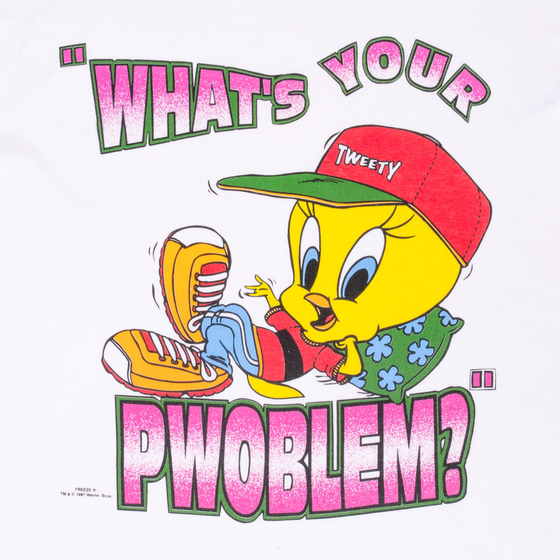 Vintage Looney Tunes Tweety Whats Your Pwoblem 1997 Tee Shirt Size 3XL