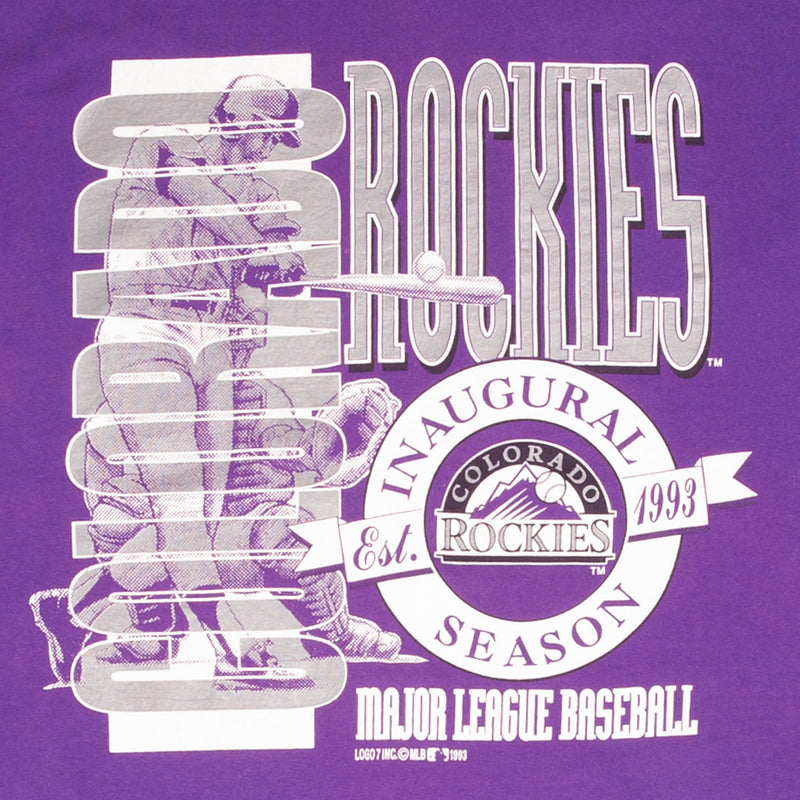 Vintage Mlb Colorado Rockies Inaugural Season 1993 Tee Shirt Size Medium Made In Usa With Single Stitch Sleeves