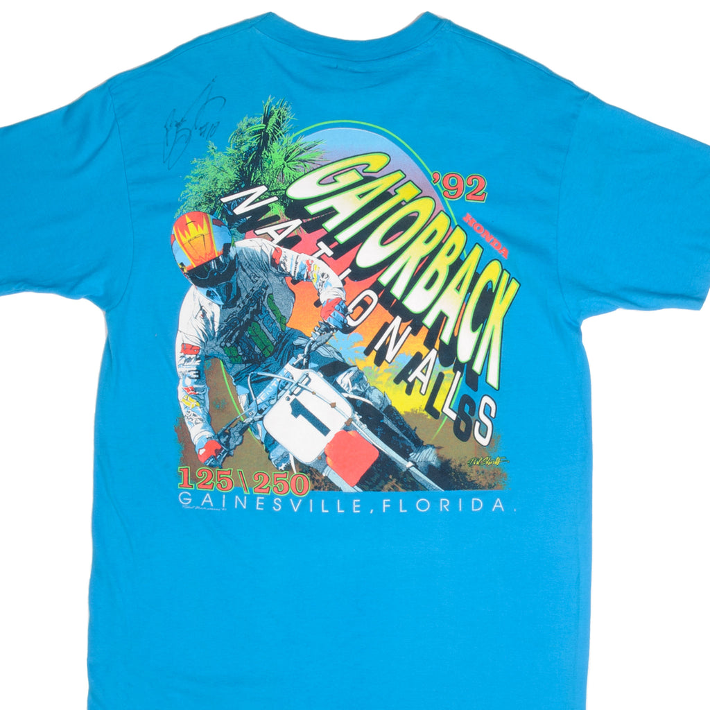 復古簽名 AMA MOTOCROSS GATORBACK NATIONAL 1992 T 卹大號美國製造