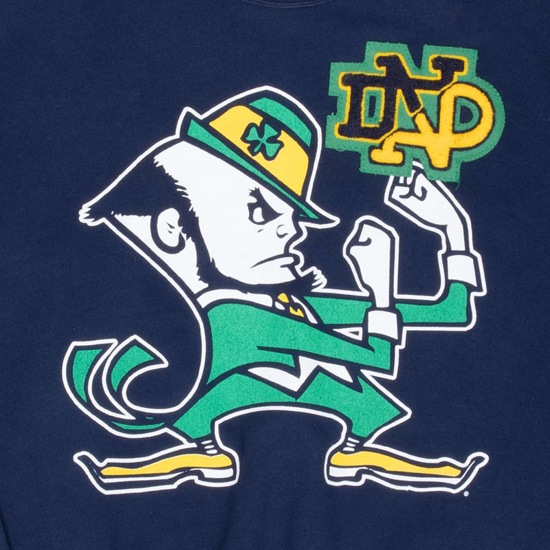 Vintage Ncaa Notre Dame University Fighting Irish Blue Sweatshirt 1990S Size XL Made In USA