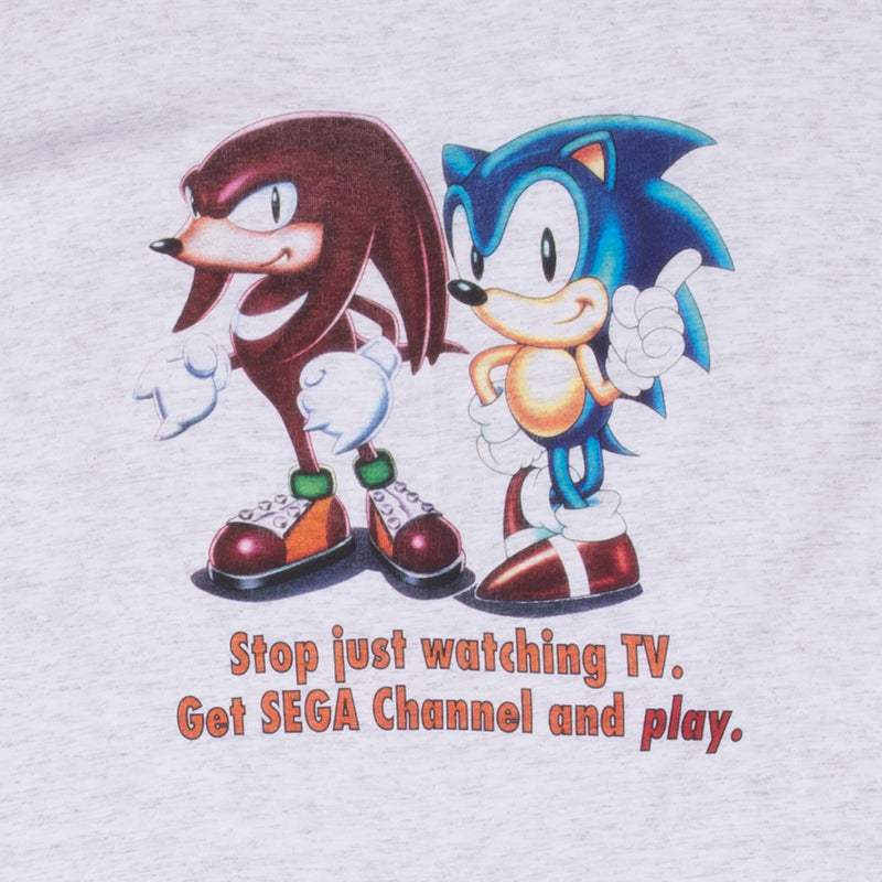 Vintage Sega Channel Sonic Knuckles 1990S Tee Shirt Size XL With Single Stitch Sleeves