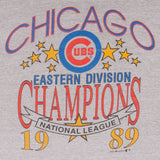 Vintage Mlb Chicago Cubs Eastern Division Champions 1989 Tee Shirt Size Large Made In Usa With Single Stitch Sleeves