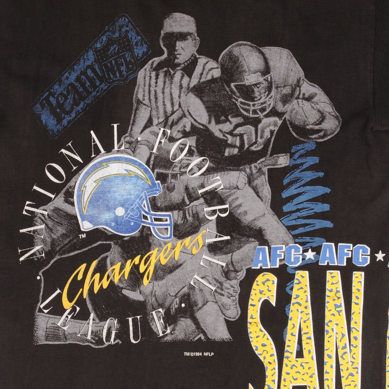 Vintage Nfl San Diego Chargers 1994 Tee Shirt Size Large Made In Usa With Single Stitch Sleeves