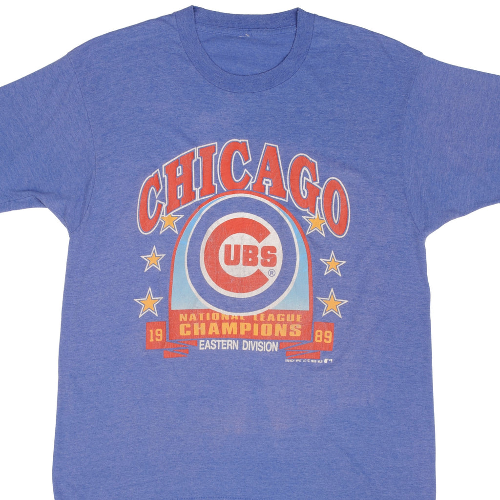 Vintage Mlb Chicago Cubs Champions 1989 Tee Shirt Size Medium Made In USA With Single Stitch Sleeves