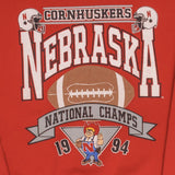 Vintage Ncaa Nebraska Cornhuskers Champions 1994 Sweatshirt Size Large Made In Usa