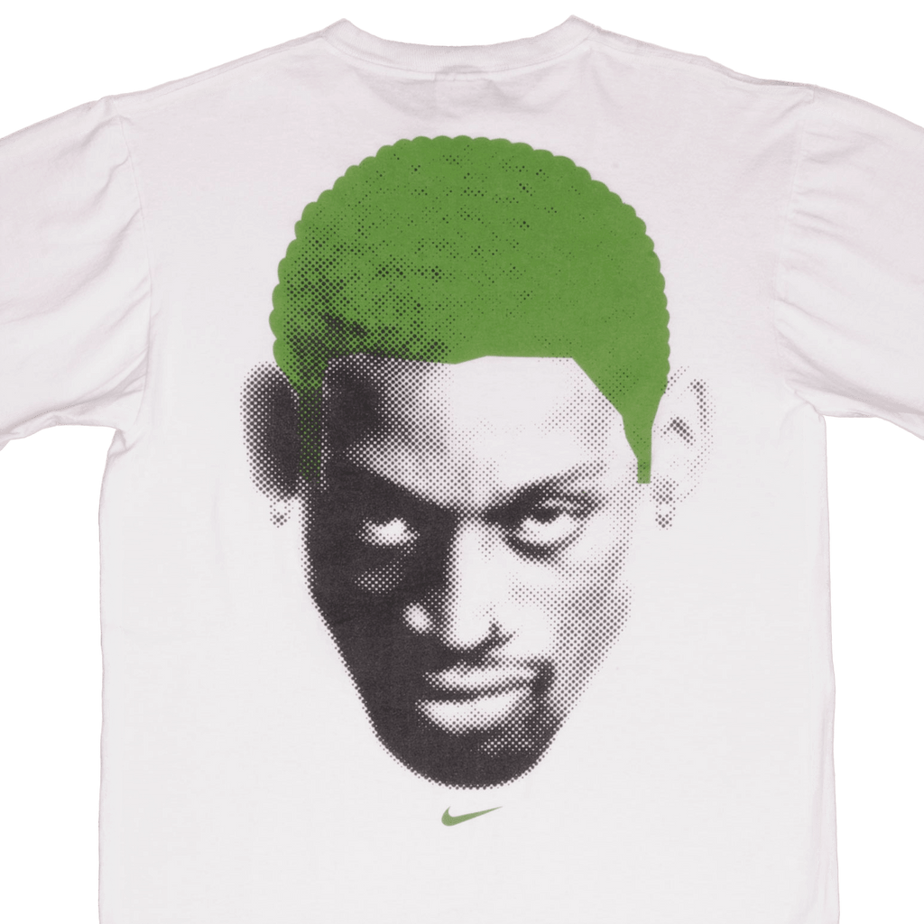 Vintage Nike NBA Dennis Rodman Green Hair Tee Shirt Size Medium Made In USA