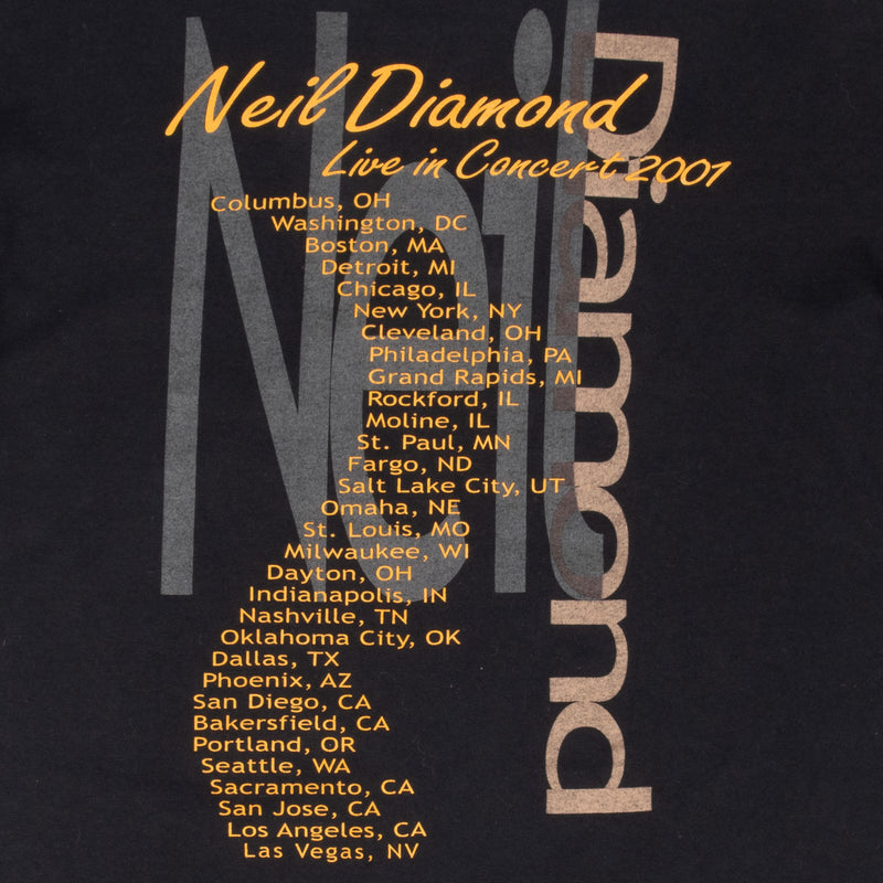 Vintage Neil Diamond Tour 2001 Black Tee Shirt Size Medium