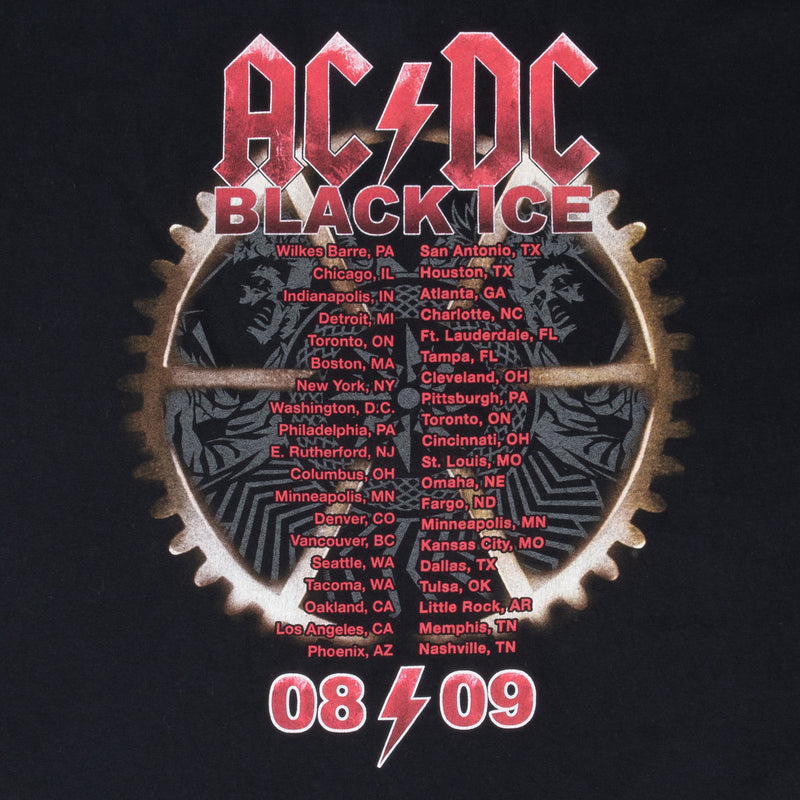 Vintage Acdc Black Ice Tour 2008 2009 Tee Shirt Size XL