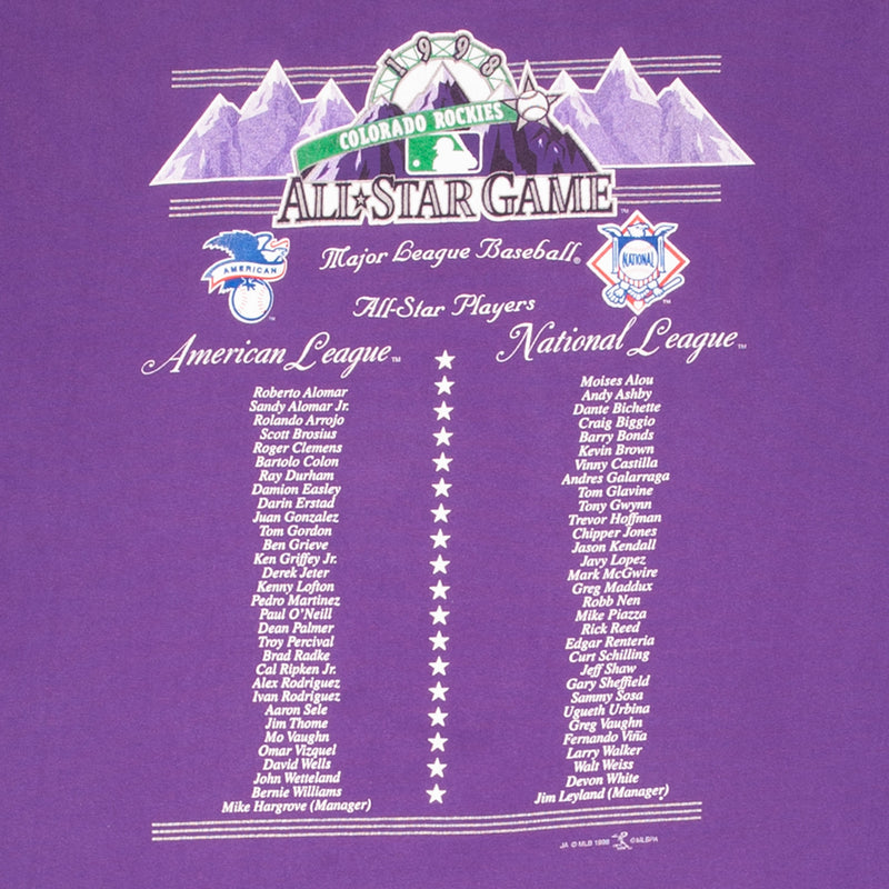 Vintage Mlb Colorado Rockies All Star Game Tee Shirt 1998 Size XL