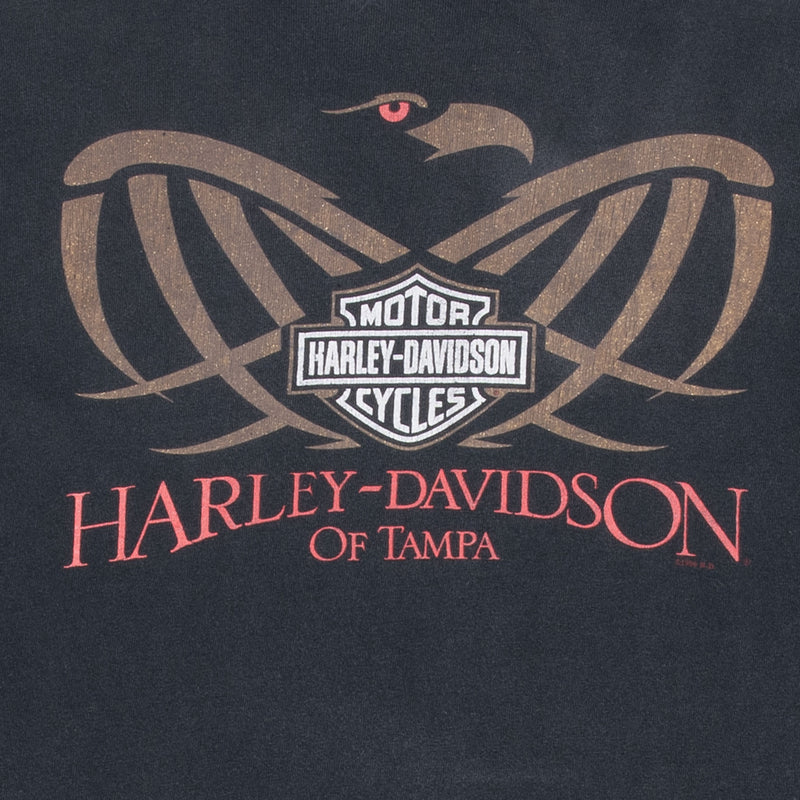 Vintage Eagle Harley Davidson Of Tampa 1998 Tee Shirt Size 3XL Made In USA With Single Stitch Sleeves