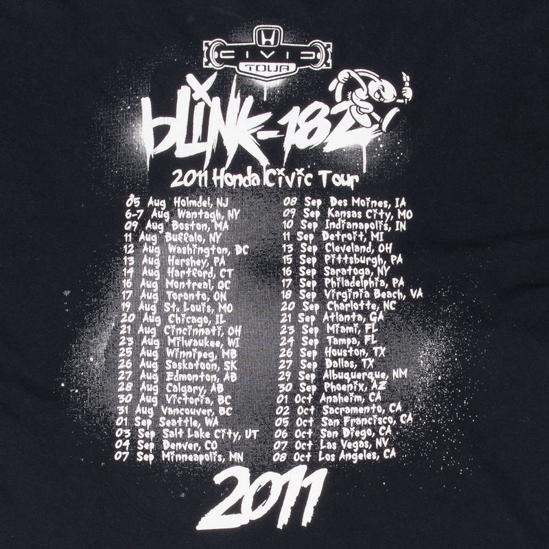 Vintage Blink 182 Honda Civic Tour 2011 Black Tee Shirt Size XL