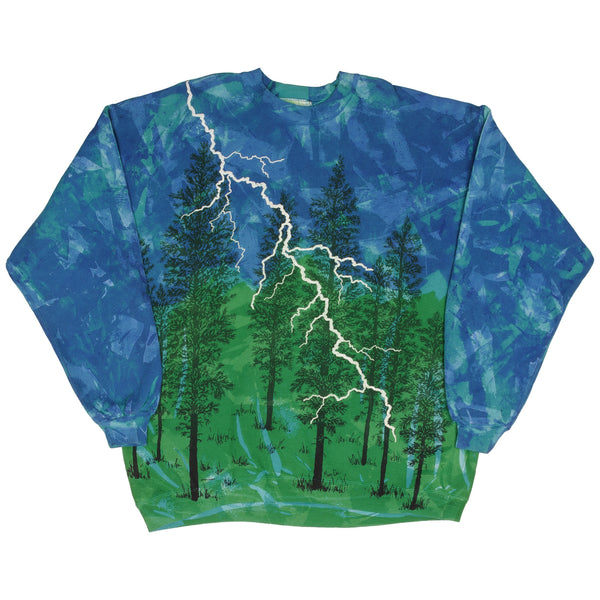 Vintage Tie Dye Forest Graphic Local Color Art Sweatshirt 1990S Size XL